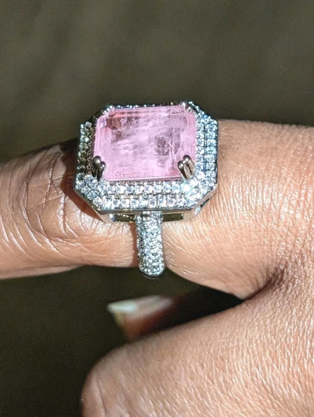 Shiny S925 6 Ct Lab- Created Kunzite Diamond Engagement Ring For Women Sz 6.5